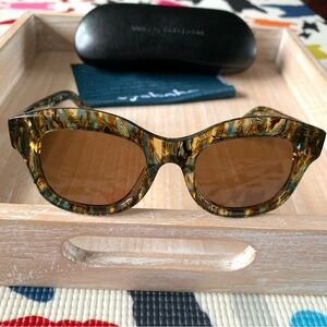 Anthropologie Eyebobs Fringe Benefits Sunglasses Blue Gold Brown